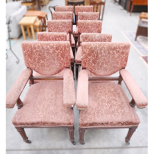 3352 - Set of Ten Victorian Oak Chairs including two carvers.