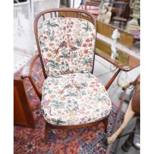 3356 - Ercol Armchair with loose floral cushions AF.