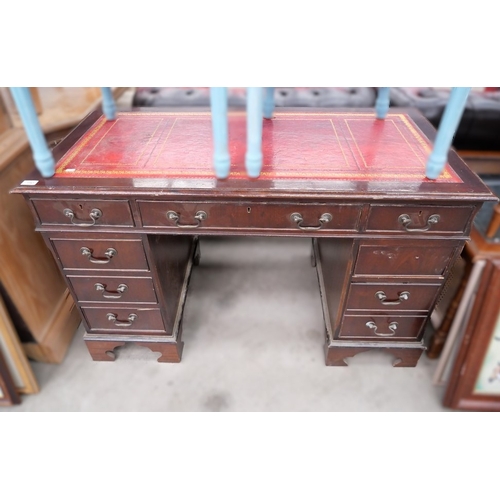 3383 - Mahogany Twin Pedestal Writing Desk. Approx. 122cm X 60cm X 76cm