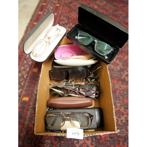 1075 - Box - Assorted Reading Glasses, Cases etc.