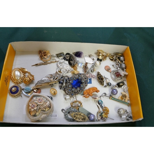 2465 - Box - Vintage Brooches, Pill Box, Costume Jewellery etc.