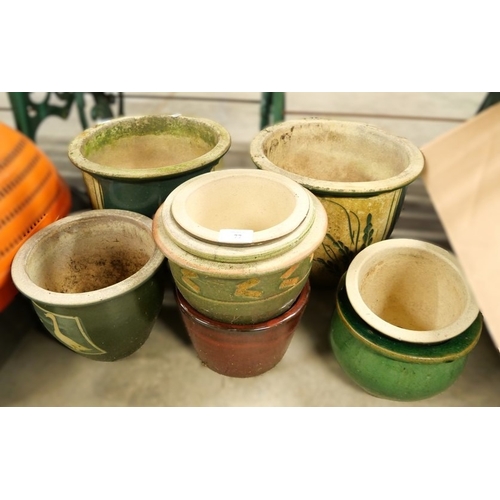 77 - Assorted Glazed Pottery Plant Pots