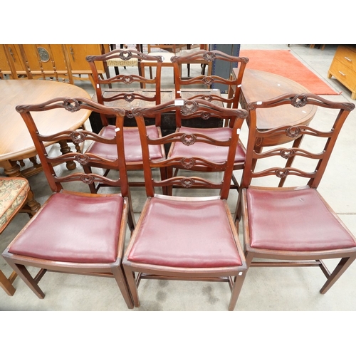 3061 - 5 Mahogany Ladder Back Dining Chairs
