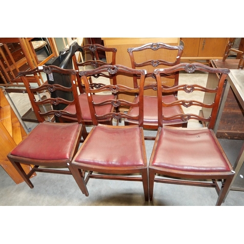 3061 - 5 Mahogany Ladder Back Dining Chairs