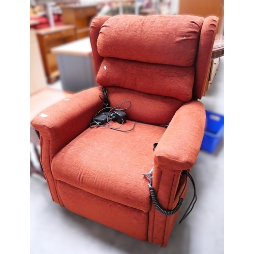 3024 - Red Fabric Upholstered Riser Recliner (AF)