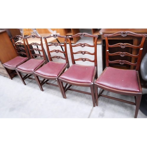 3061 - 5 Mahogany Ladder Back Dining Chairs