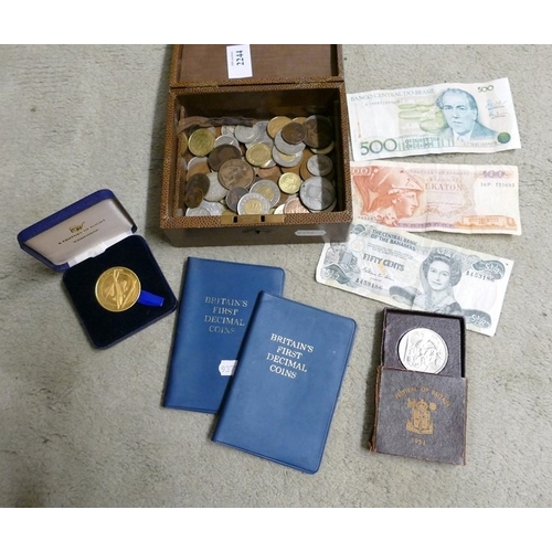 Box - Assorted World Coins and Bank Notes