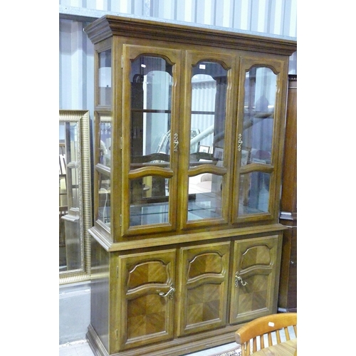 3021 - Mahogany Glass Display Cabinet On Base. Approx. L 133 D 43 H 205cm