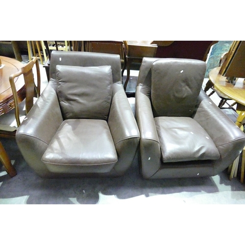 3035 - Pair Of Leather Armchairs