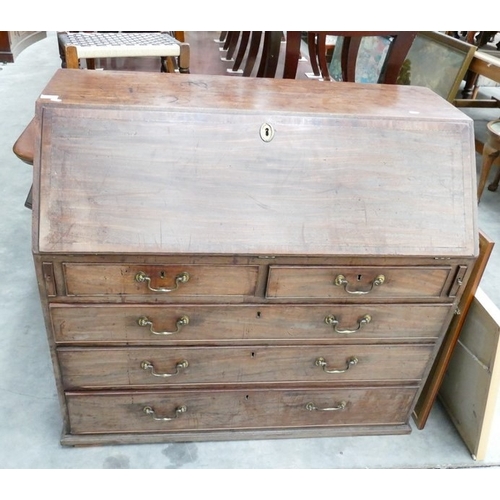 3045 - Georgian Mahogany Writing Bureau. Approx. L 110cm D 53cm H 102cm
