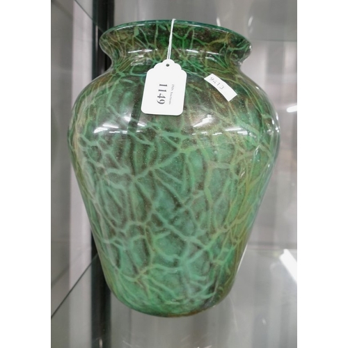 Large Monart Baluster Shaped Cloisonne Vase, green ground, original label, approx 27cm tall (AF)