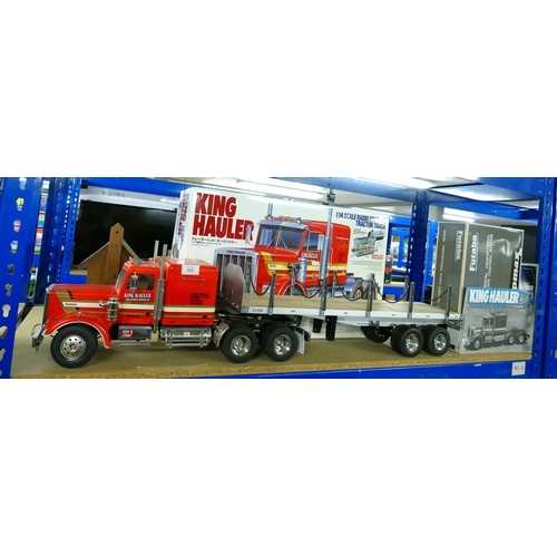 Tamiya King Hauler Remote Control Tractor Truck and Trailer with Futaba Remote Control.