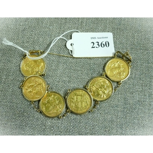 2360 - Gold Six Sovereign Bracelet 57.2g (total weight)
