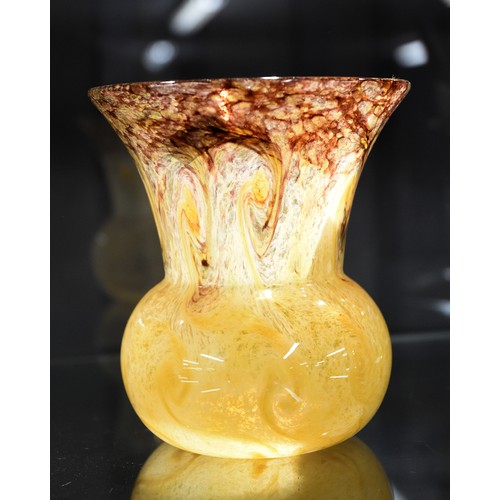 Monart Thistle Shaped Glass Vase, approx 13.5cm tall.