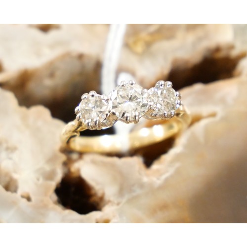 2283 - 18ct Gold 3 Stone Diamond Ring Approx 1.5ct h/f. Approx 4.5g Overall Weight. Extending Ring Size.