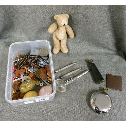 Box - Two Silver Propelling Pencils, Miniature Plush Teddy Bear ...