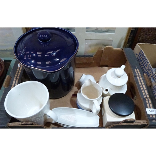 198 - A box of kitchen ceramics