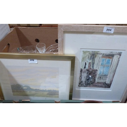 204 - Two signed and inscribed lithographs, one signed C. Harris