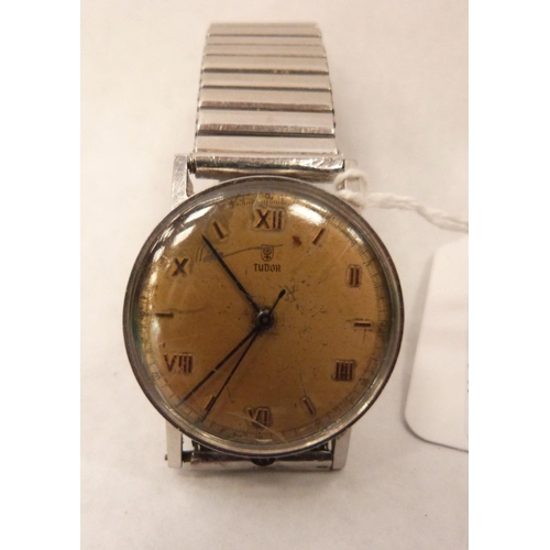 269 - A Tudor stainless steel gentleman's wristwatch with silvered dial and blued hands. Back numbered O54... 