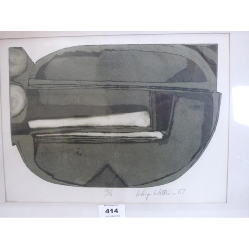 414 - ISLWYN WATKINS. WELSH 1938-2018 Abstract composition. Signed, dated '67 and numbered 15/16. Lithogra... 