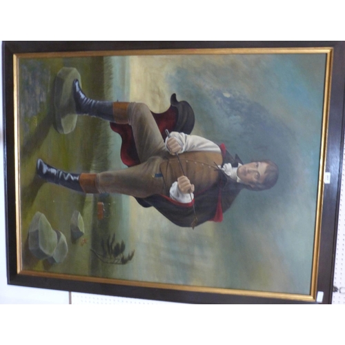 617 - PAUL E. WORKMAN. BRITISH 20TH CENTURY A country squire in a landscape. Signed. Oil on board. 48' x 3... 