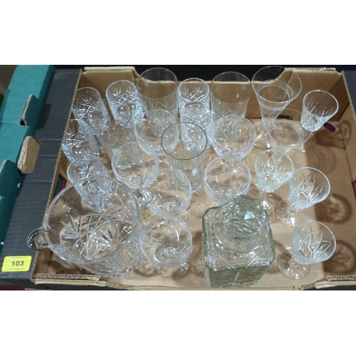 103 - Two boxes of cut glassware