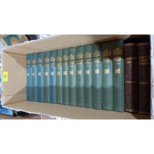 58 - Charles Dickens, 28 volumes, Caxton Publishing Co; with copies of Westward Ho! and Uncle Tom's cabin