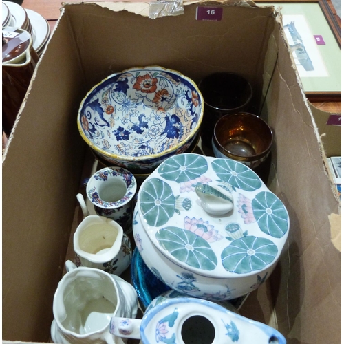 16 - A collection of 19th century and later decorated ceramics