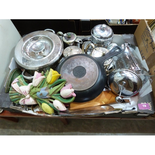 19 - Two boxes of ceramics and kitchenalia