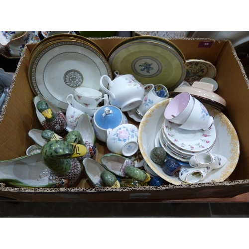 19 - Two boxes of ceramics and kitchenalia