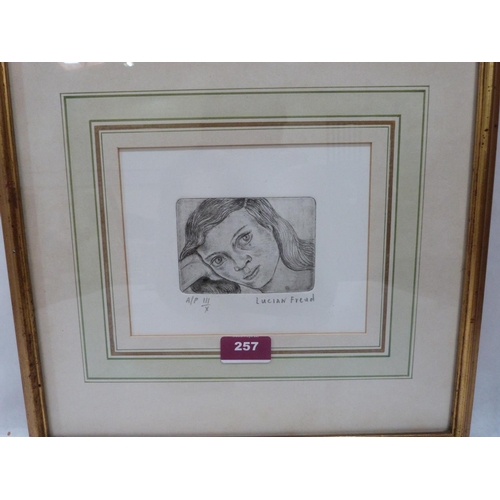 257 - MANNER OF LUCIEN FREUD Etching of a girl. Artist's proof no. 3/10. Bears a signature. Size of work 2... 