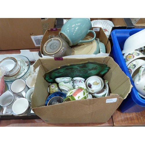 33 - Four boxes of ceramics and glassware