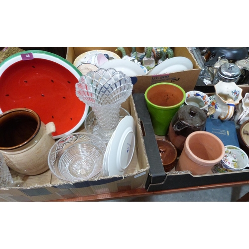 35 - Three boxes of ceramics, glass and kitchenalia