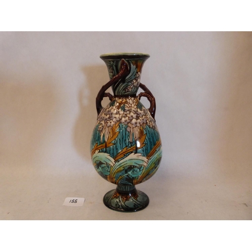 155 - A Mintons seccessionist design baluster vase. Painted marks 'No 2', '332OA' 10½' high