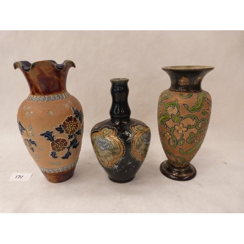 171 - Three Royal Doulton vases, the tallest 8¼' high