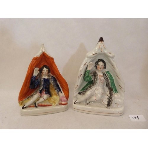 189 - Two 19th century Staffordshire figures of David Garrick as Richard III, dressed in character seated ... 