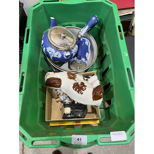 41 - A box of jasperware and other ceramics