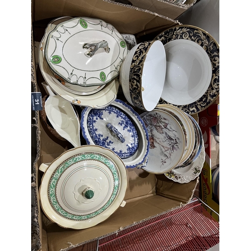 31 - Two boxes of dinnerware etc.