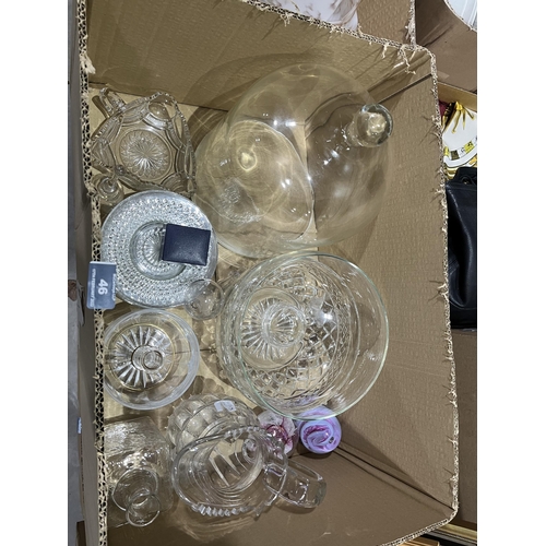 46 - Two boxes of miscellaneous glassware