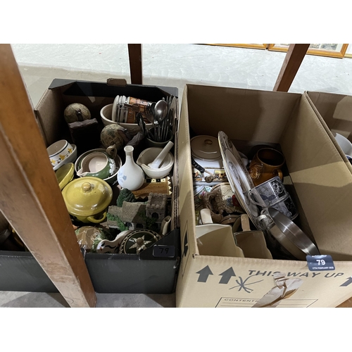 79 - Four boxes of ceramics and sundries