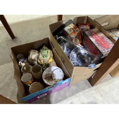 80 - Four boxes of ceramics and sundries