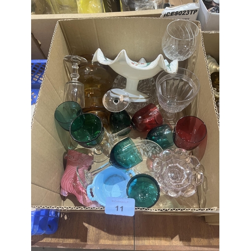 11 - A box of Victorian and later glassware