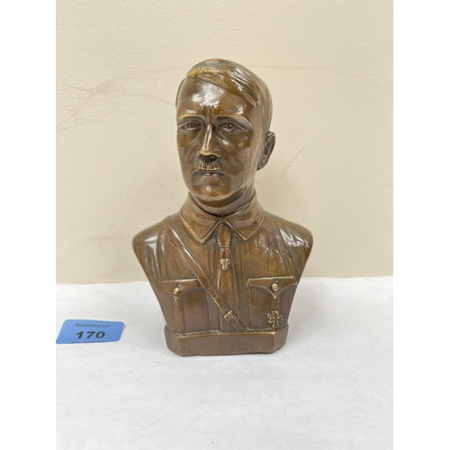 170 - A hollow bronze bust of Adolf Hitler. Signed Sheidler to rear. 6¼' high