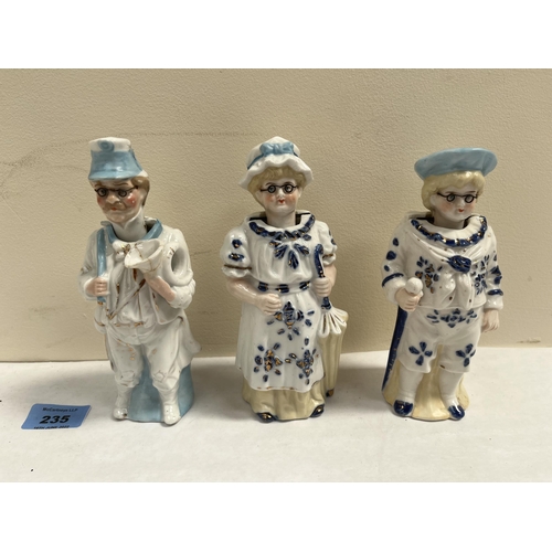 235 - Three continental nodding ceramic figures. 6½' high