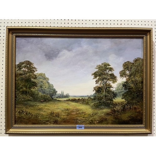 266 - CORAL ARMATT. BRITISH CONTEMPORY Extensive landscape. Signed. Oil on canvas 18' x 26'