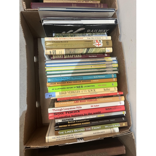 38 - Three boxes of books, railway interest