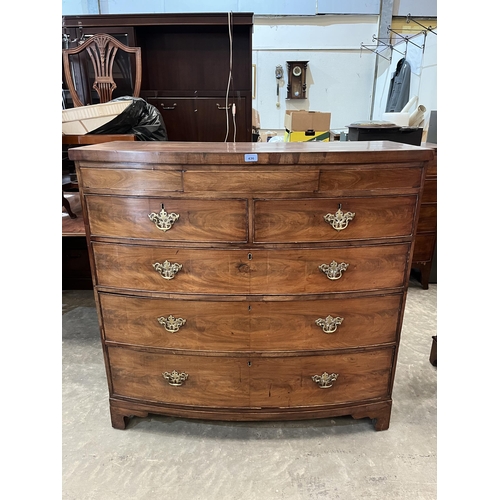 436 - A George III mahogany bowfronted chest, with two secret drawers and two short drawers over three lon... 