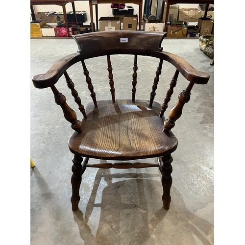 441 - A Victorian smoker's bow armchair (Worm but treated)