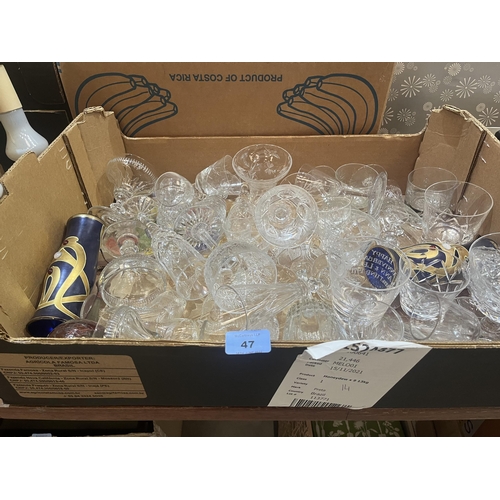 47 - A box of 19th century and later cut and other glassware