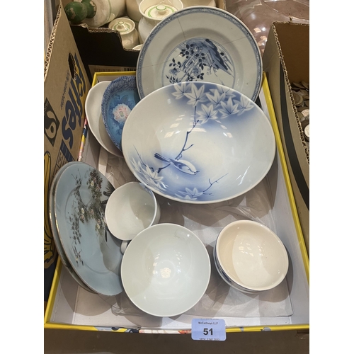 51 - A box of oriental ceramics